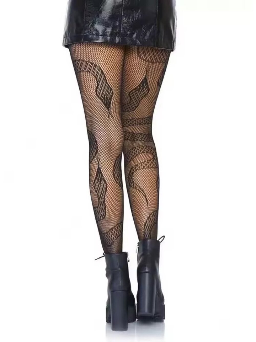 Women's Snake Pattern Mesh Gothic Black Fishnet Tights Pantyhose Stockings - Picture 2 of 3